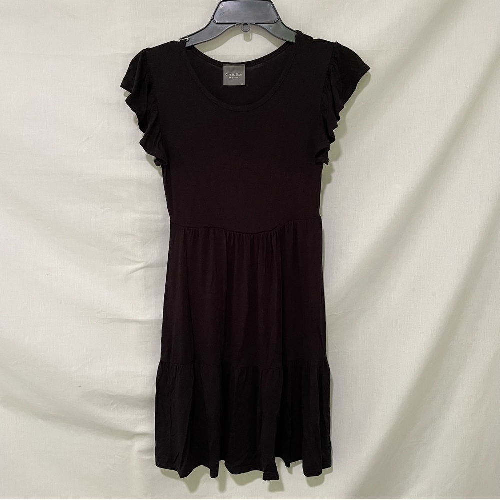 Olivia Rae Women’s Black Ruffle Cap Sleeve Mini Dress Size XS